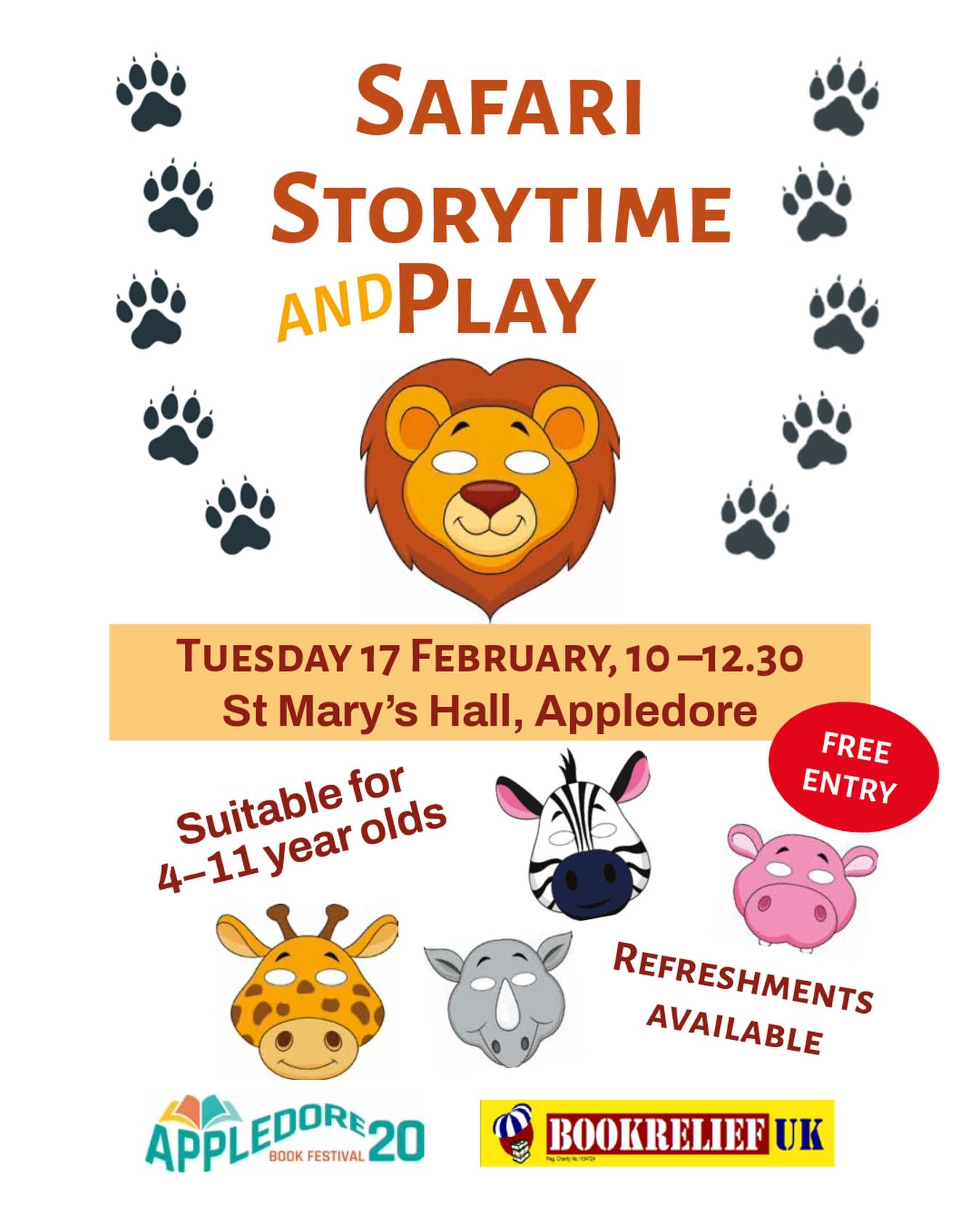 Don’t miss our Safari Storytime and Play event at St. Mary’s Hall on Tuesday 17 February! Free entry, suitable for ages 4-11 year olds and refreshments will be available 🍩☕️🐯🦁🐒📚 #safari #storytime #free